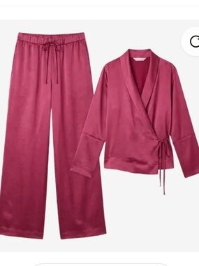 Victoria's Secret Satin Lounge Top in Berry Pink